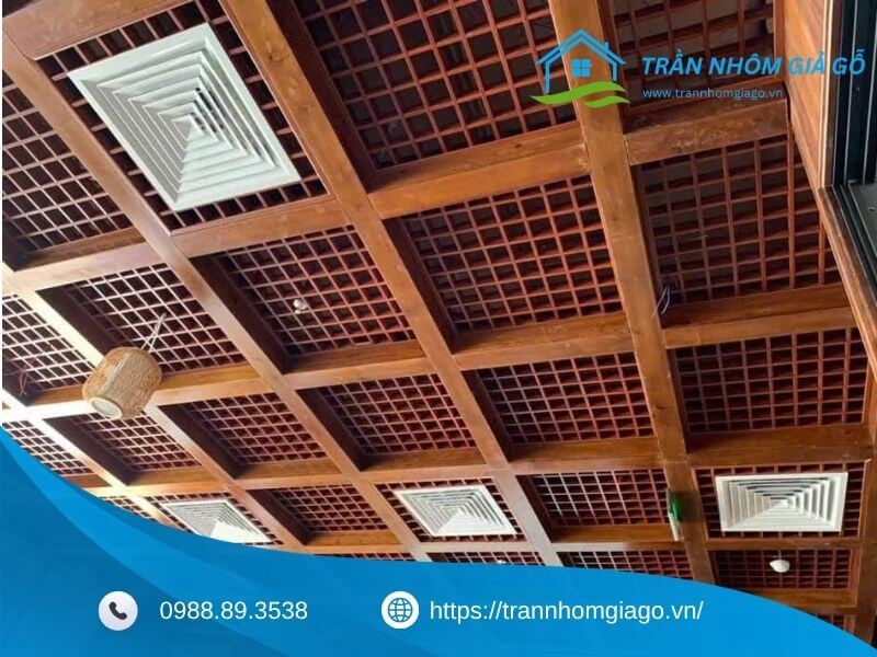 Nhôm giả gỗ ốp trần Caro