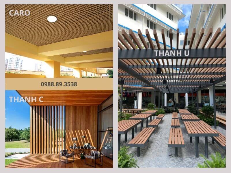 Một vài hệ trần nhôm giả gỗ ngoài trời