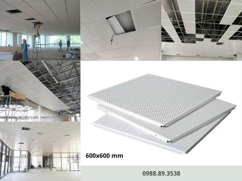 Thi công trần nhôm Clip-in 600x600 Austrong