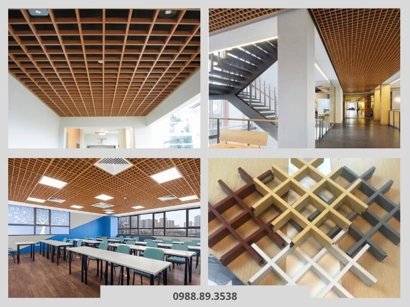 Trần nhôm Caro giả gỗ cho không gian ấm cúng, sáng tạo