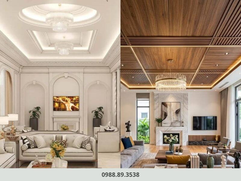 Trần nhôm vân gỗ so với trần thạch cao