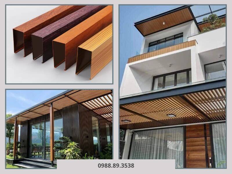 Trần nhôm vân gỗ thanh U thông thoáng