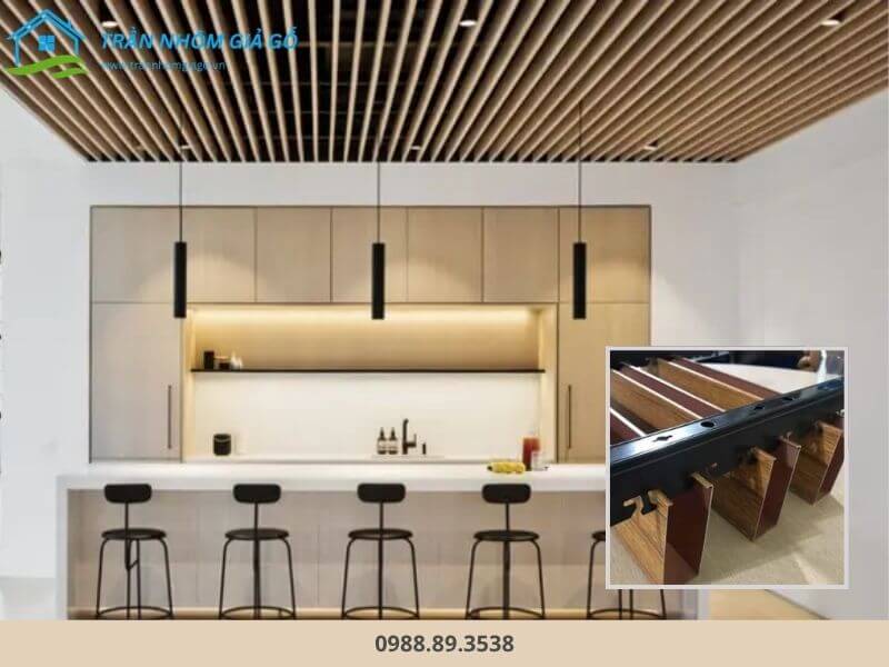 Trần thanh nhôm vân gỗ U