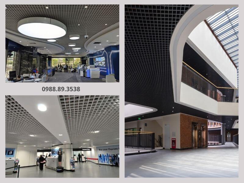 Ứng dụng thực tế của trần Caro tại trung tâm thương mại, siêu thị