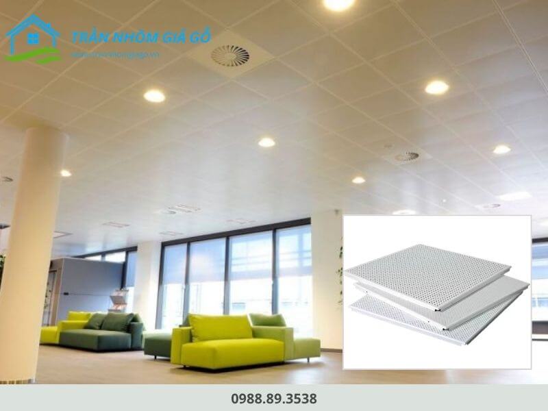 Ứng dụng trần nhôm Clip-in 600x600 tại văn phòng