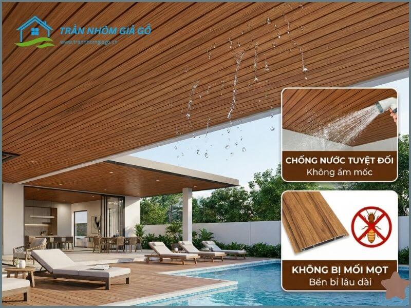 Ưu điểm của trần nhôm giả gỗ ngoài trời
